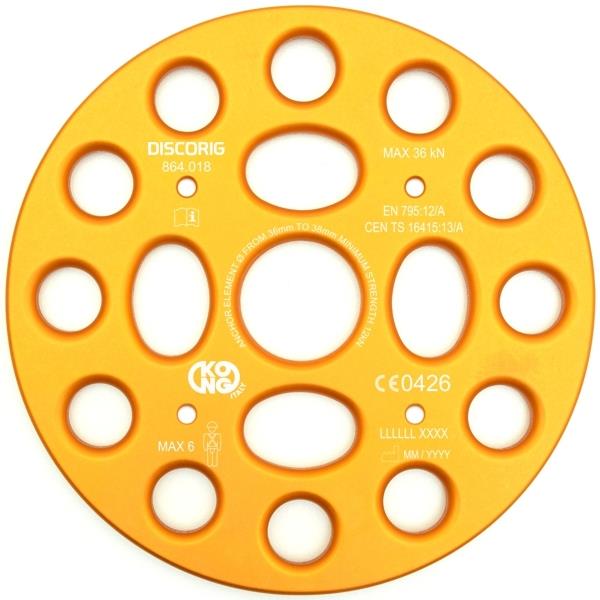 DiscoRig Full Circle Rigging Plate by Agreeable Agony, rated anchor multiplier for suspension, rope accessory with durable metal construction.