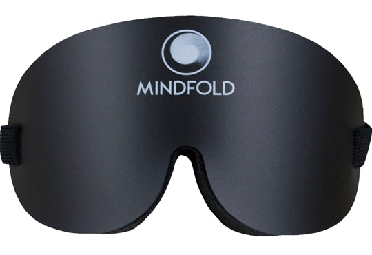 Black Mindfold sensory deprivation mask by Agreeable Agony, designed for kink and sensory play, with eye covering and adjustable straps.