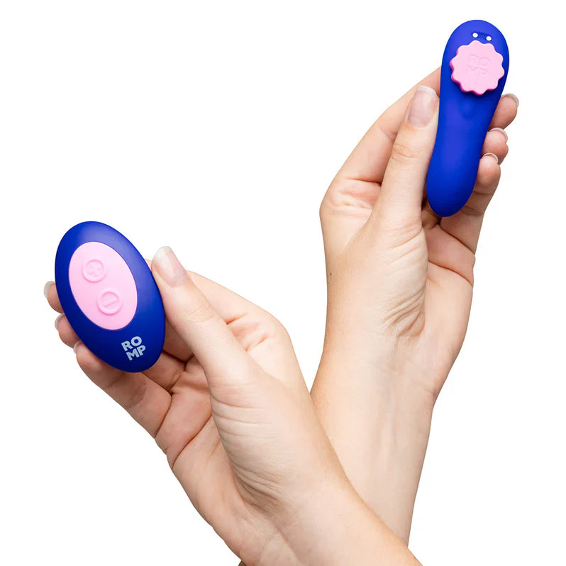 ROMP Party Panty Vibrator from Adult Toy Box, discreet vibrator designed for intimate wear, shown in sleek black color.