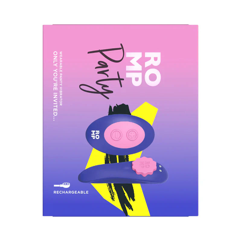 ROMP Party Panty Vibrator from Adult Toy Box, showing a discreet, sleek vibrator designed for wearable pleasure.
