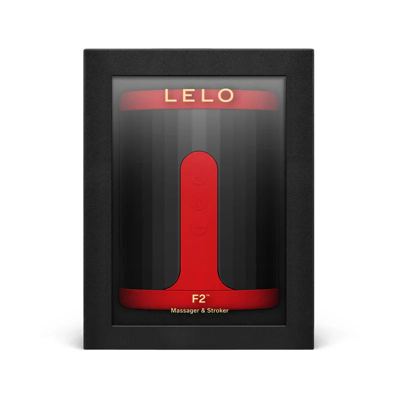 Red LELO F2S male massager and stroker from Dolls & Masturbators collection, featuring realistic design and compact shape.