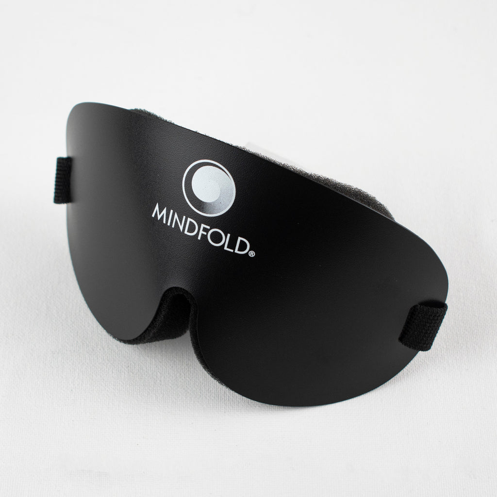 Black Mindfold sensory deprivation mask by Agreeable Agony, designed for kink and sensory play, shown on a plain background.