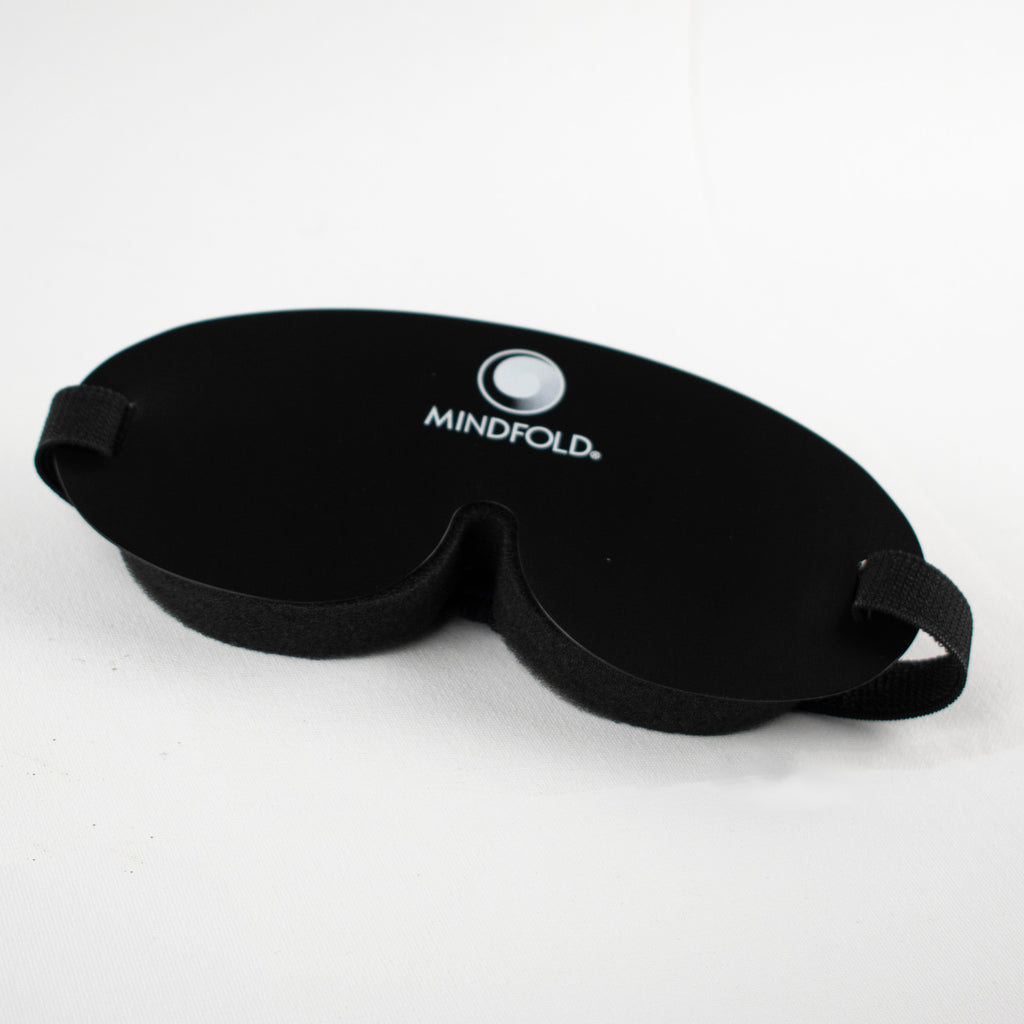 Black Mindfold sensory deprivation mask by Agreeable Agony, designed for kink and sensory play, shown on a neutral background.
