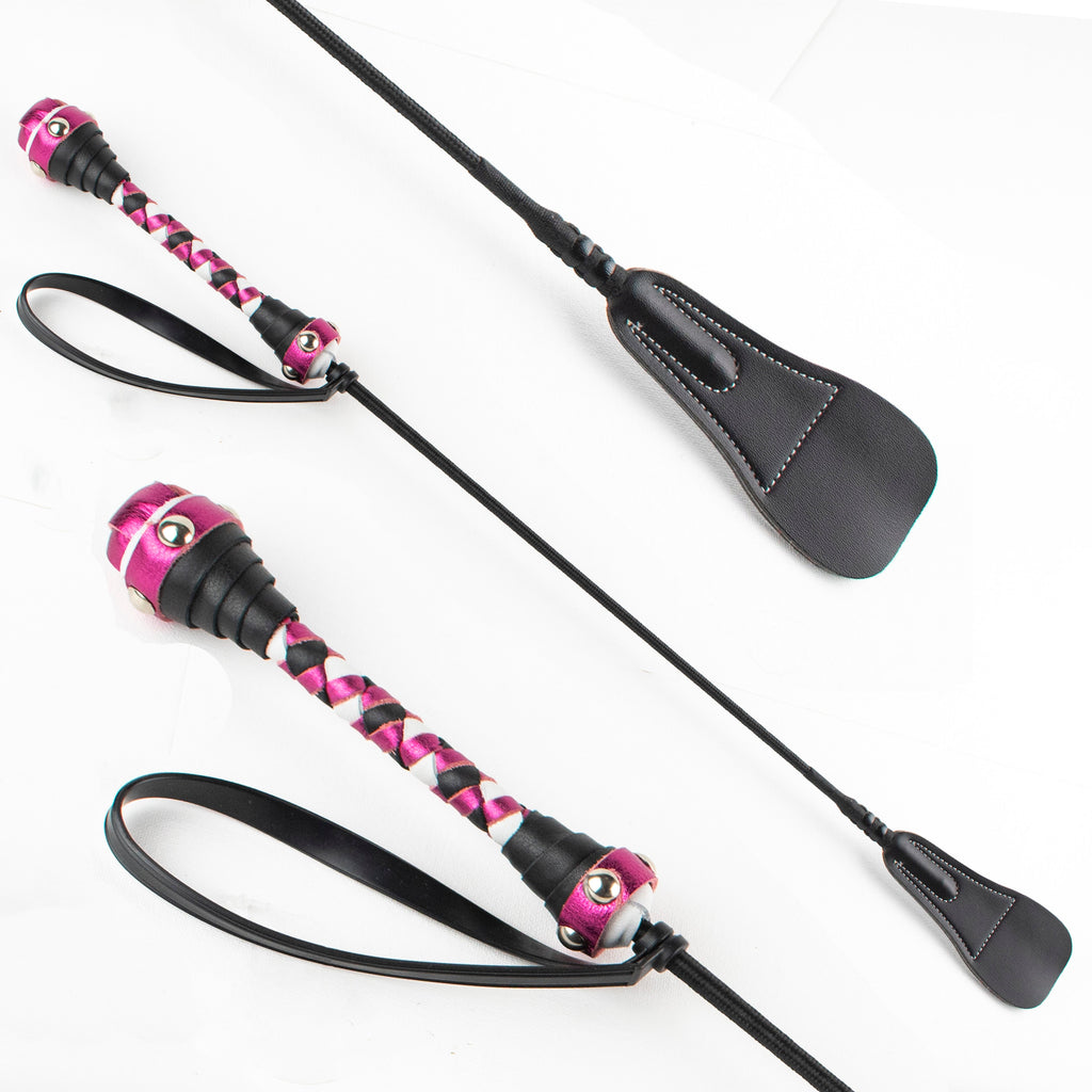 Agreeable Agony 22.5-inch leather riding crop with a sleek handle and durable leather shaft for equestrian training.