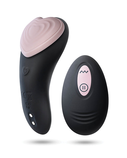 Pink and black Blush Temptasia Heartbeat panty vibe stimulator with remote control, designed for intimate pleasure.