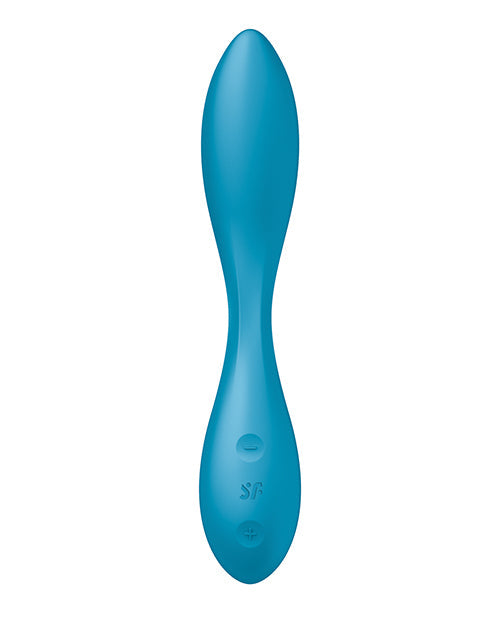Satisfyer G Spot Vibrator and Flex 1 Rabbit Vibrator with petrol-colored clitoral stimulator, designed for women’s pleasure.