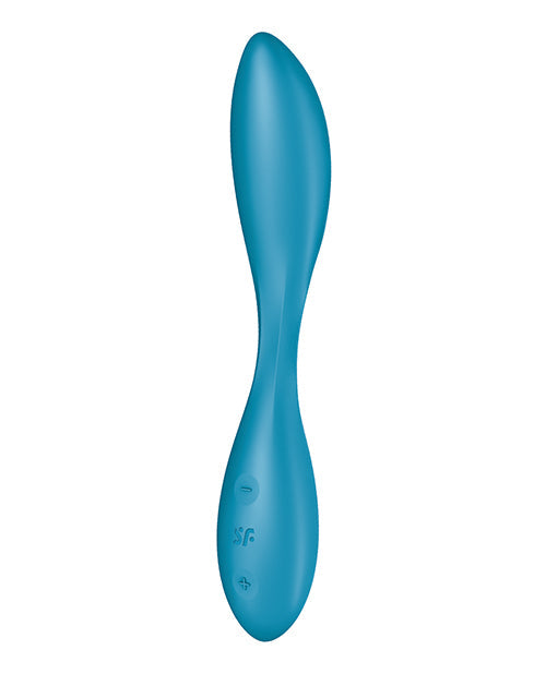 Satisfyer G Spot and clit vibrator by Not Just Sex Toys, flexible rabbit vibrator with multiple vibrate modes and petrol color.