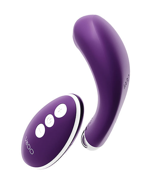 Deep purple VeDO Niki rechargeable panty vibe stimulator by Not Just Sex Toys, shown in a sleek, compact design.