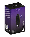 Black We-Vibe Moxie+ panty vibe stimulator by Not Just Sex Toys, shown in a close-up of the compact, discreet device.