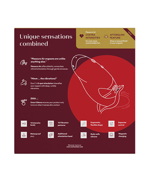 Womanizer Duo 2 Rabbit Vibrator | Bordeaux G Spot Vibrator | Waterproof 10X Clit Vibrator | Best Vibrator for Women - Entry Point