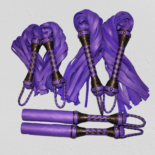 Leather impact toy kit by Agreeable Agony, featuring custom-matched leather tools and accessories for sensory play.