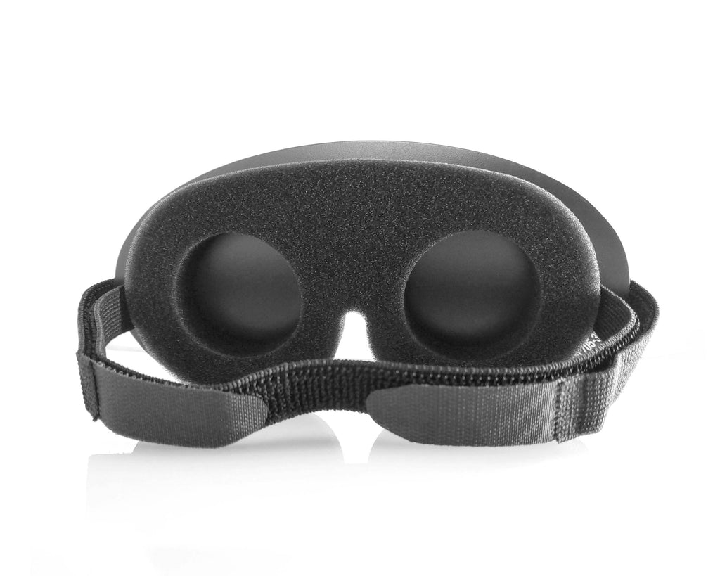 White Mindfold sensory deprivation mask by Agreeable Agony, designed for kink and sensory play, shown on a plain background.